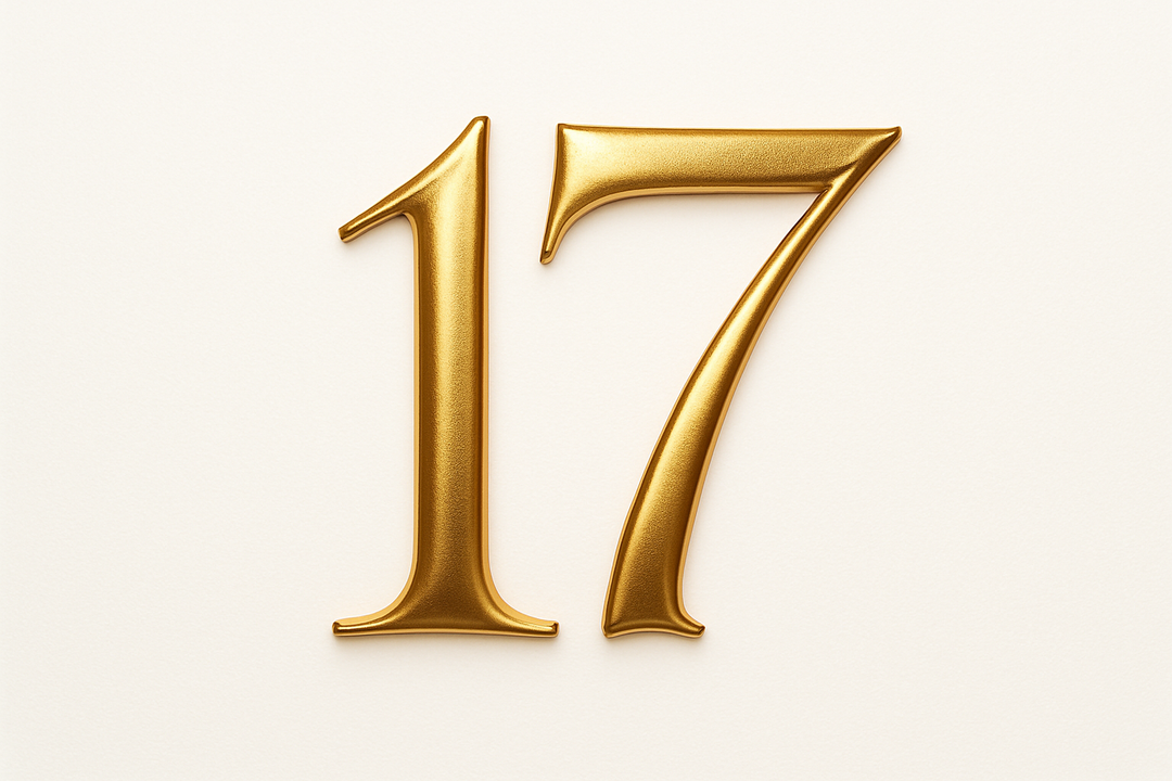 17 (Gold color, elegant style and white background)