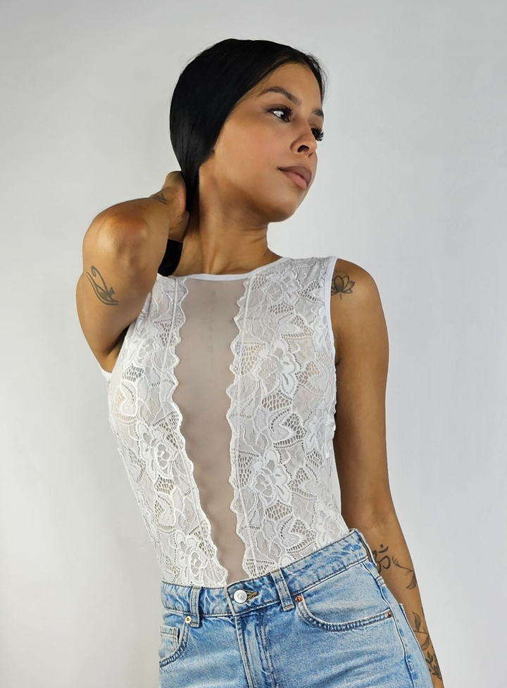 Bodysuit in Lace Fabric
