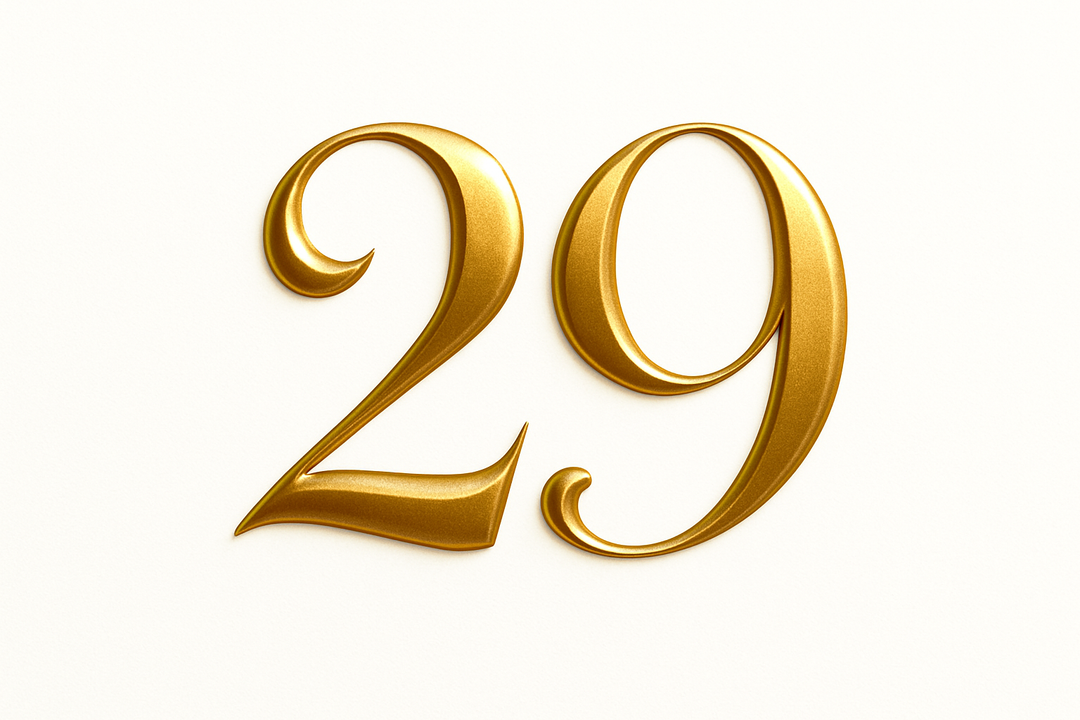 29 (Gold color, elegant style and white background)