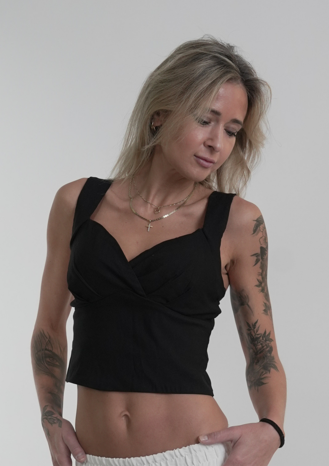 Soft drill fabric blouse with openfront