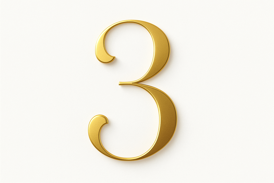 3 (golden color, elegant style and white background)