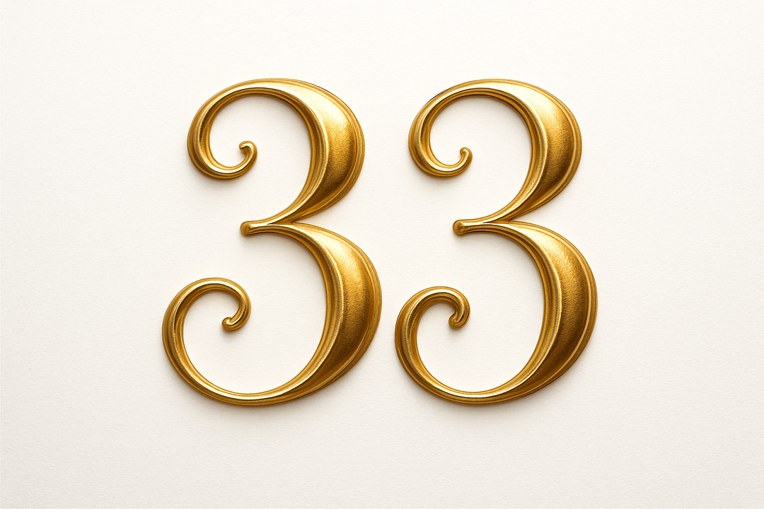 33 (do it in gold color, elegant style and white background)