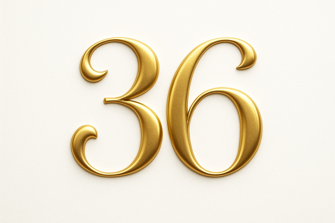 36 (do it in gold color, elegant style and white background)
