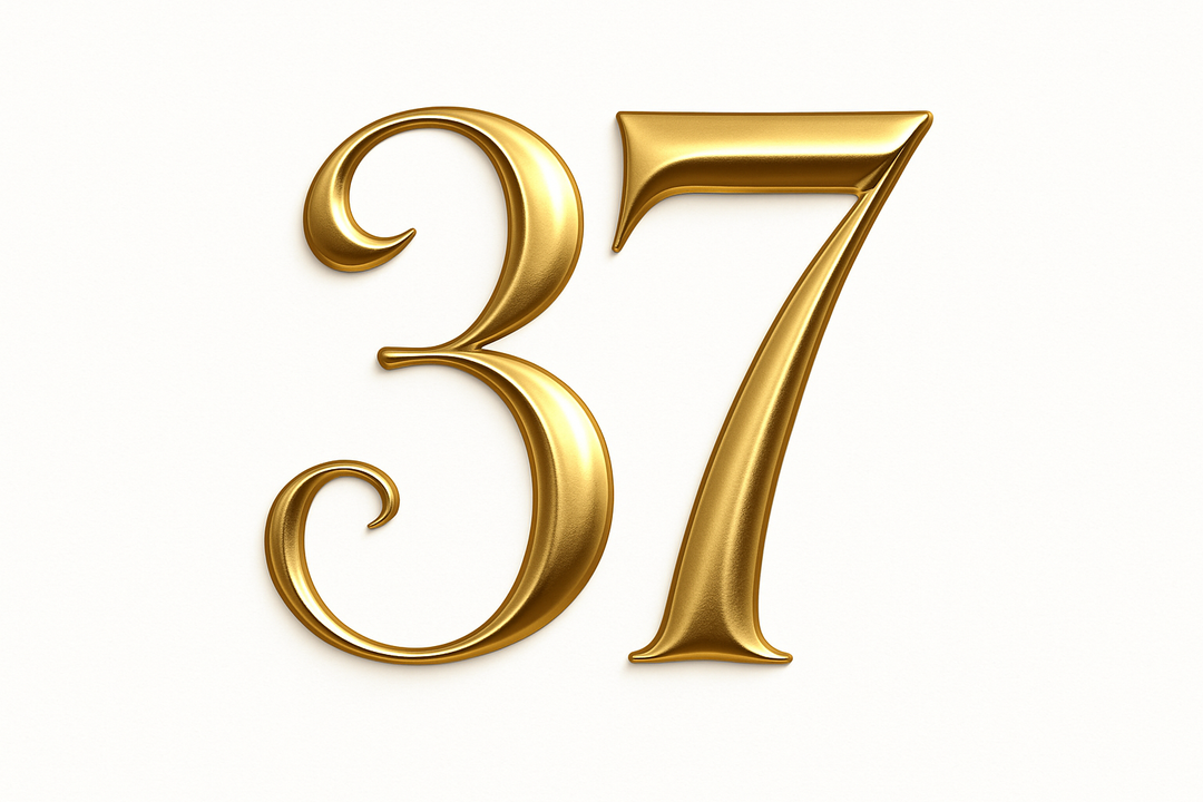 37 (do it in gold color, elegant style and white background)