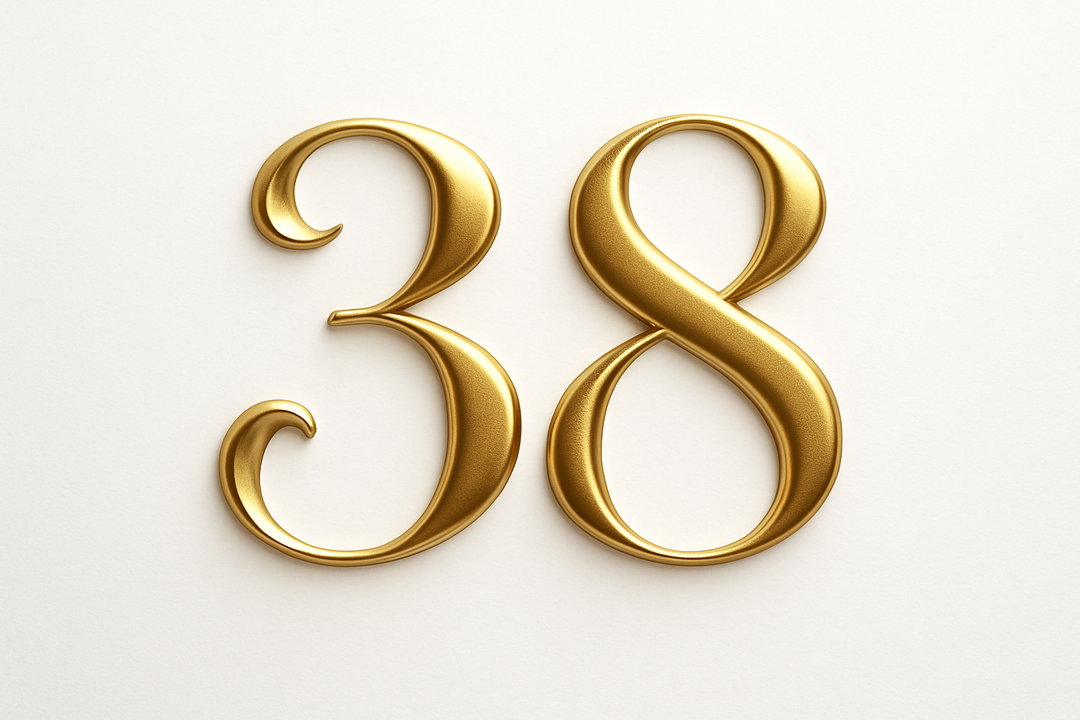 38 (Do it in gold color, elegant style and white background)