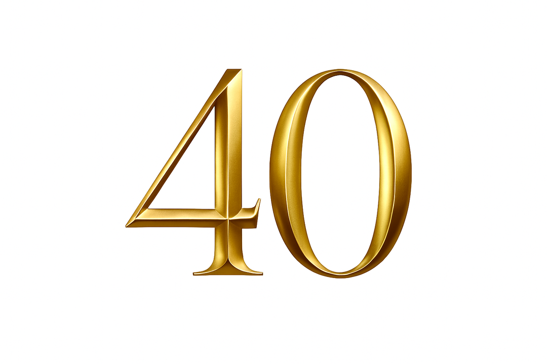 40  (Do it in gold color, elegant style and white background)