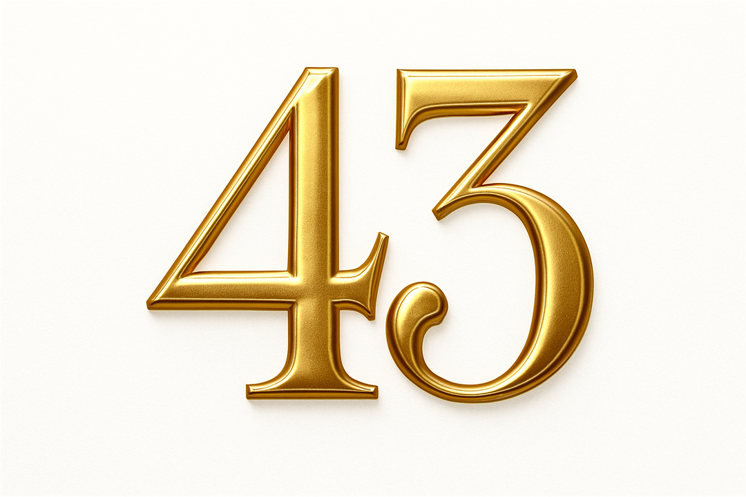 43  (Do it in gold color, elegant style and white background)