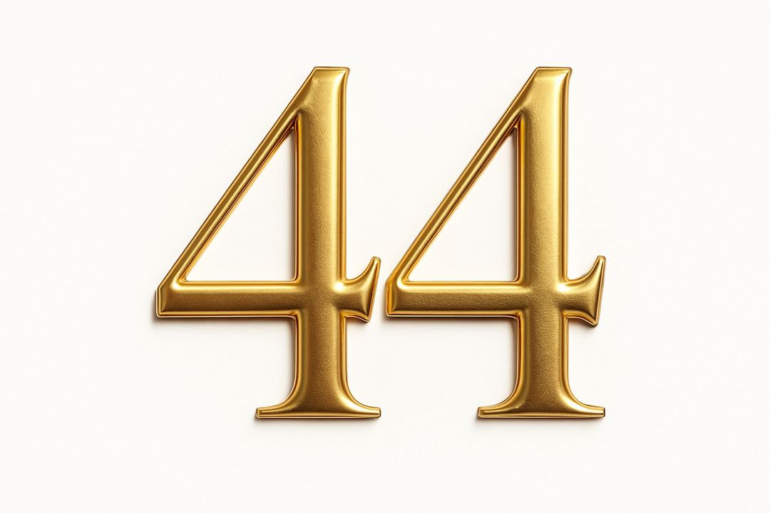 44  (Do it in gold color, elegant style and white background)