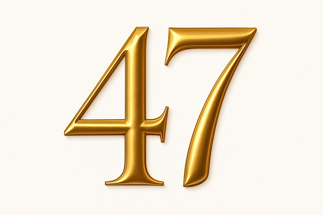 47  (Do it in gold color, elegant style and white background)