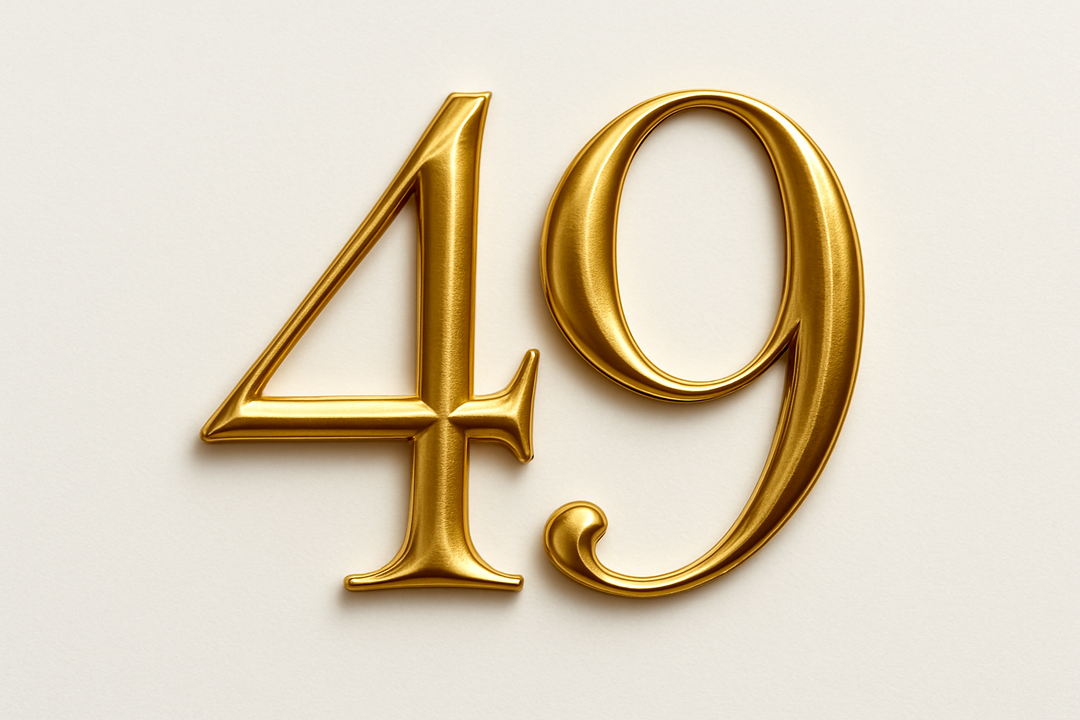 49  (Do it in gold color, elegant style and white background)