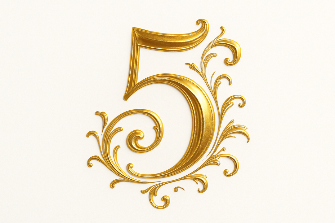 5 ( golden color, elegant style and white backgrpund)