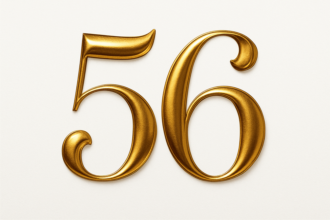 56 (do it in gold color, elegant style and white background)