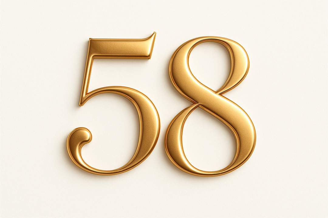 58 (do it in gold color, elegant style and white background)