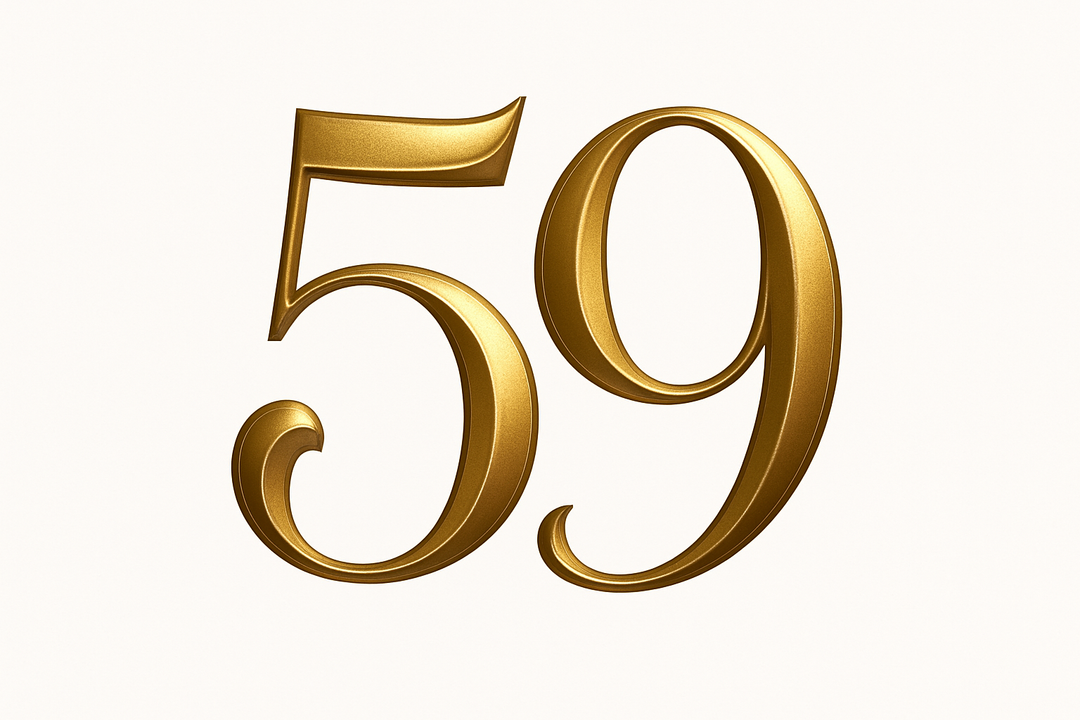 59 (do it in gold color, elegant style and white background)