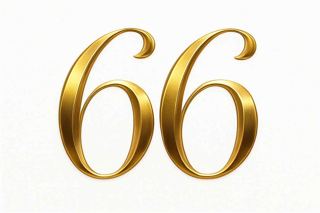 66 (do it in gold color, elegant style and white background)