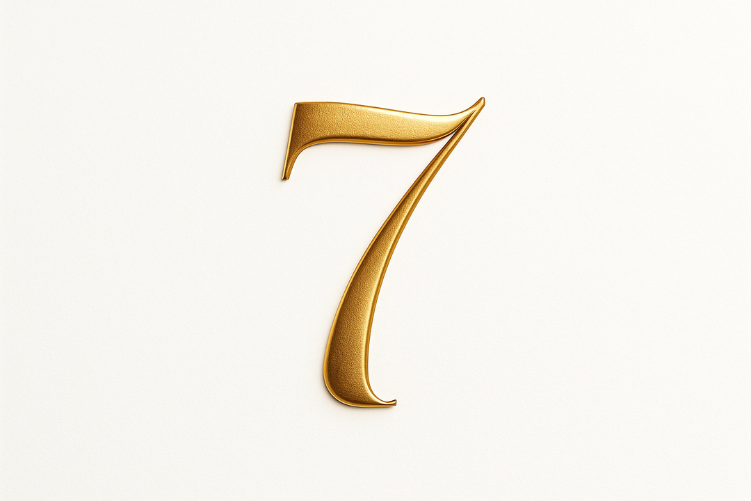 7 (gold color, elegant style and white backgrpund)