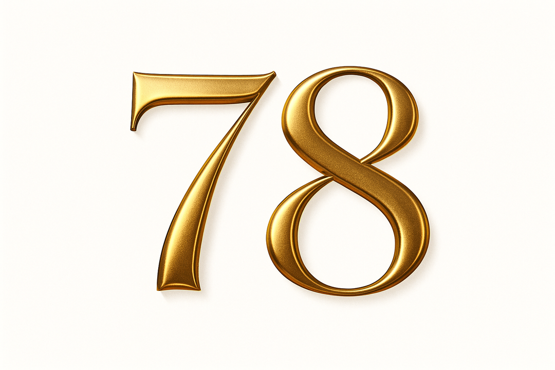 78 (do it in gold color, elegant style and white background)