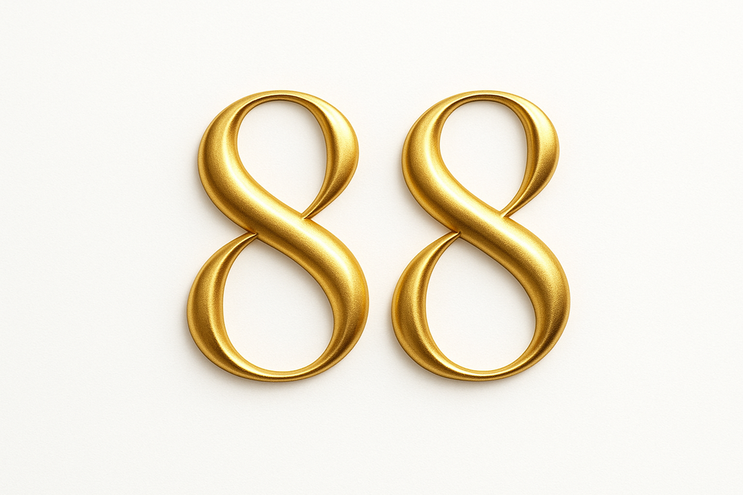 88 (do it in gold color, elegant style and white background)