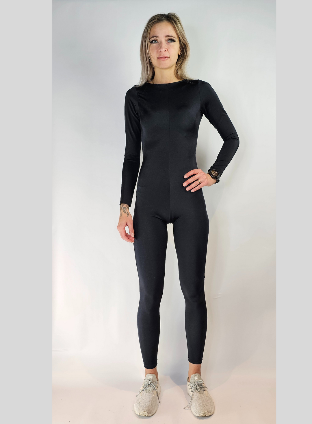 Long Sleeve Backless Jumpsuit in Suplex Fabric